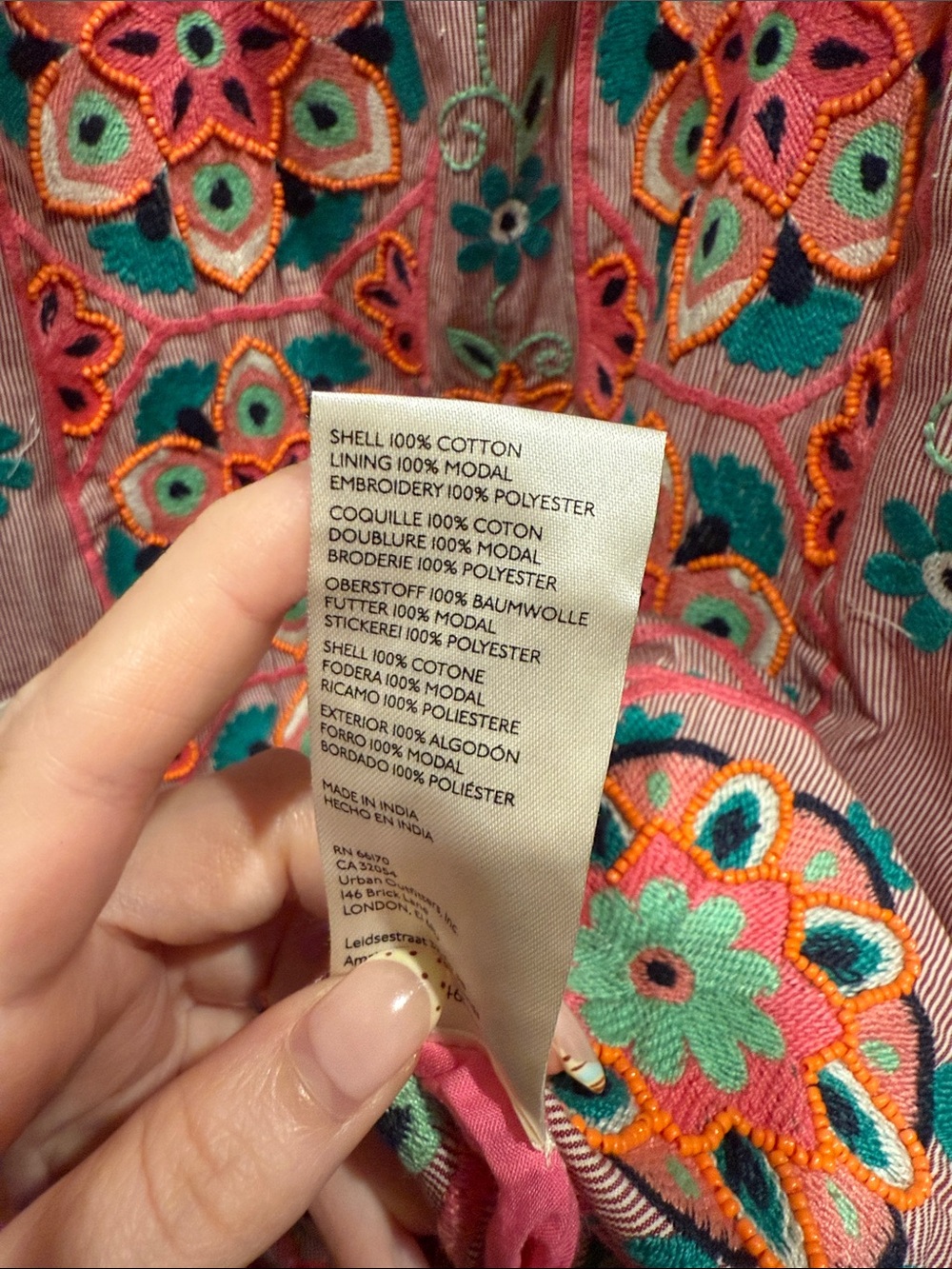 Anthropologie Pink Floral Embroidered Mini Dress - Picture 3 of 4